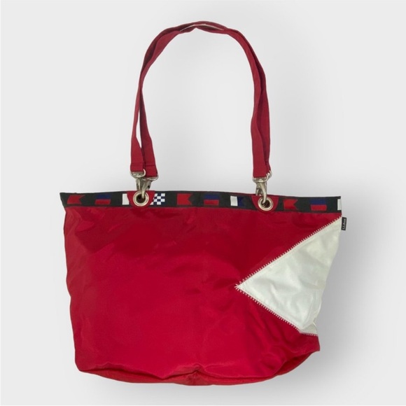 LL Bean Sailing Tote Handbag Vintage Nautical Flag - Picture 1 of 9